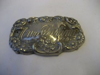 Antique Victorian Silver Plated Old Child ' S Casket Plate/our Darling photo