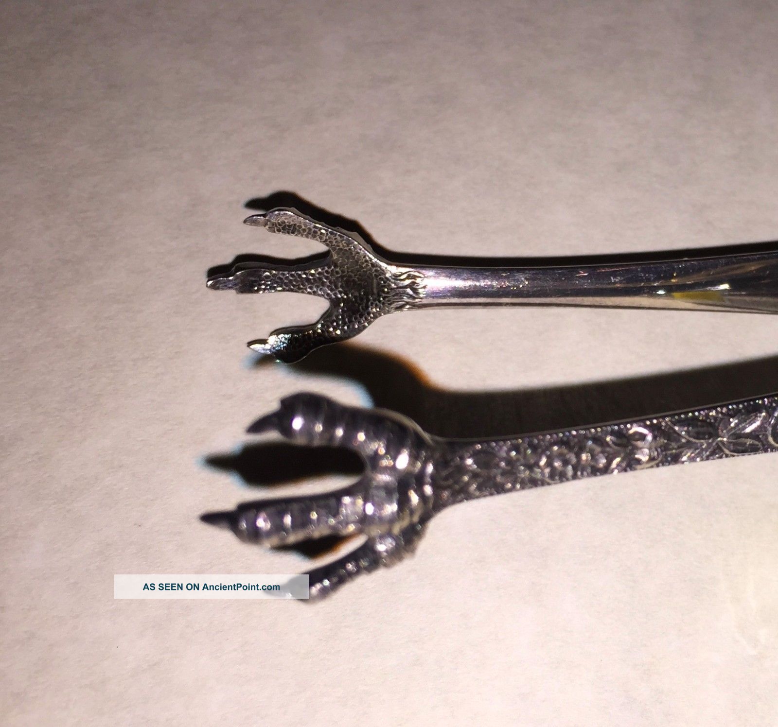 Repousse Sugar Tongs Kirk Sterling Silver 1930 - 1940 Flatware & Silverware photo