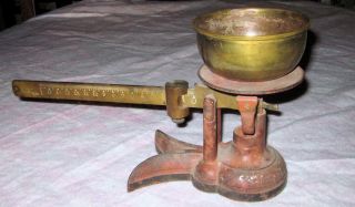 Vintage Buffalo Scale Company Beam Scale With Brass Bowl & Brass Beam photo