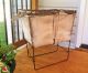 Vtg Factory Industrial Canvas Bin Storage Container Raised Metal Base Steampunk Other Mercantile Antiques photo 9