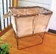 Vtg Factory Industrial Canvas Bin Storage Container Raised Metal Base Steampunk Other Mercantile Antiques photo 1
