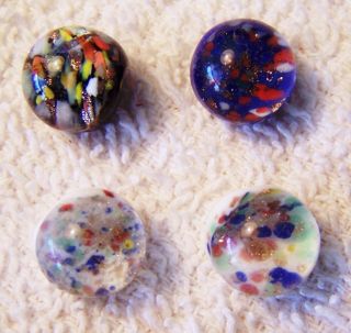 (4) Antique Stunning Floral Lampwork Goldstone Glass Ball Buttons Self Shank A photo