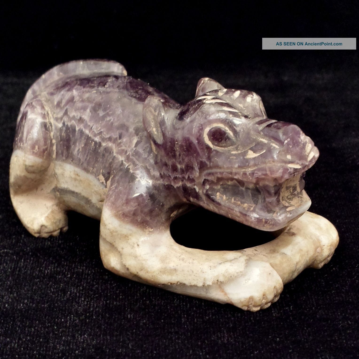 Amethyst Pre Columbian Dog Effigy - Stone Statue - Antique Aztec/mayan Artifacts The Americas photo