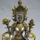 Vintage Tibet Silver Copper Gilt Tibetan Buddhism Statue - - - Green Tara Buddha Buddha photo 2