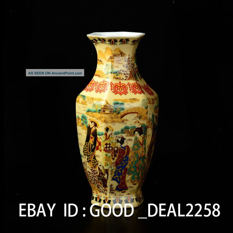 Chinese Famille Rose Porcelain Vase Hand - Painted Maid Big Vase W Qianlong Mark Vases photo