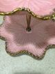 Vintage Retro California Pottery 2 - Tier Pink Gold Serving Appetizer Tray Mid-Century Modernism photo 9