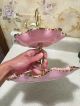 Vintage Retro California Pottery 2 - Tier Pink Gold Serving Appetizer Tray Mid-Century Modernism photo 4
