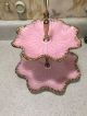 Vintage Retro California Pottery 2 - Tier Pink Gold Serving Appetizer Tray Mid-Century Modernism photo 7