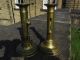 French Rare Antique Tuscan Column Side Slide / Adjusting Candlesticks Metalware photo 5