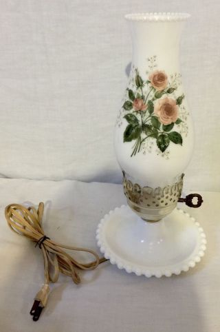 Rare Vintage Hobnail White Milk Glass Table Lamp photo