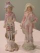 2 Bisque Porcelain French Victorian General Colonial Men Figurines Floral Pink Figurines photo 2