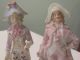 2 Bisque Porcelain French Victorian General Colonial Men Figurines Floral Pink Figurines photo 4