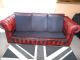Vintage Luxury Leather Chesterfield 3 Seater Living Room Sofa In Oxblood Red 1900-1950 photo 2