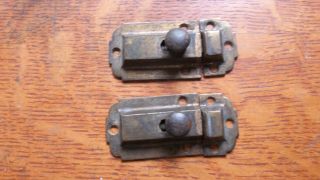 Two Antique Brass Plated Victorian Hoosier Cabinet Or Cupboard Latches C1885 photo