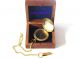 Antique Nautical Brass Compass - Vintage Push Button Compass With Wooden Box Compasses photo 1