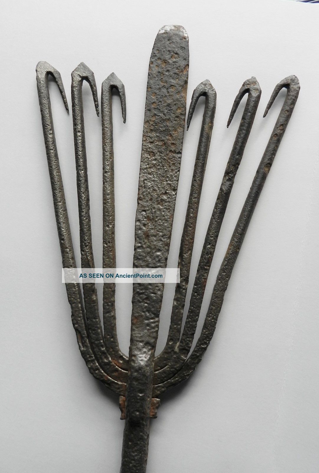 Antique Eel Fish Srear Head Hand Forged C19th Century 14.  5 In Metal 7 Prong Hook Harpoons photo