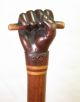 Antique Nautical Carved Wood Fist W/baton Folk Art Cane - Inlaid Shaft - Greatdetail Other Maritime Antiques photo 1