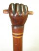 Antique Nautical Carved Wood Fist W/baton Folk Art Cane - Inlaid Shaft - Greatdetail Other Maritime Antiques photo 3
