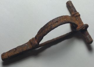 Rare Ancient Roman Iron P Shaped Fibula Brooch Artifact 4cent.  Ad Intact photo