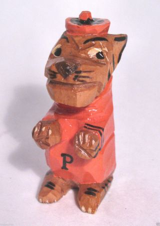 Vtg Anri Italy Wood Carved Tiger College Mascot Princeton University Football P photo