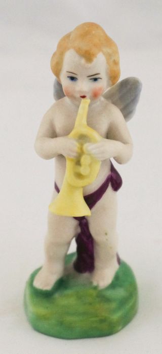 Antique German Porcelain Cherub Angel Figurine W/ Trumpet photo