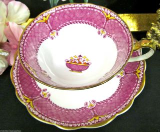Star Paragon 1908 Tea Cup And Saucer Pink & Beaded Deco Pattern Teacup photo