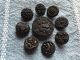 9 Victorian Antique Vtg Black Glass Buttons - Fabric Like - Designs Buttons photo 1