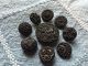 9 Victorian Antique Vtg Black Glass Buttons - Fabric Like - Designs Buttons photo 2