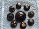9 Victorian Antique Vtg Black Glass Buttons - Fabric Like - Designs Buttons photo 3
