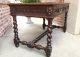 Large Antique French Carved Oak Barley Twist Writing Desk Table Renaissance 1800-1899 photo 2