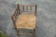 Antique Vintage French Dark Twisted Wood Corner Chair Rush Seat 1900-1950 photo 3