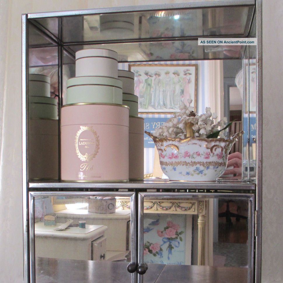 Antique Art Deco Chrome Mirrored Cabinet 18 