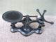 Antique Scale Primitive Cast Iron Brass Tray & Bar Orig Paint 5 Matching Weights Scales photo 4