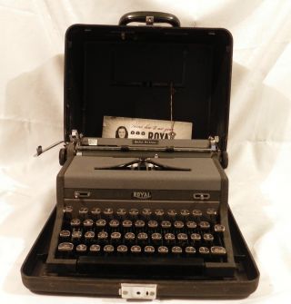 Antique Royal Quiet Deluxe Portable Typewriter In Case 1948 photo