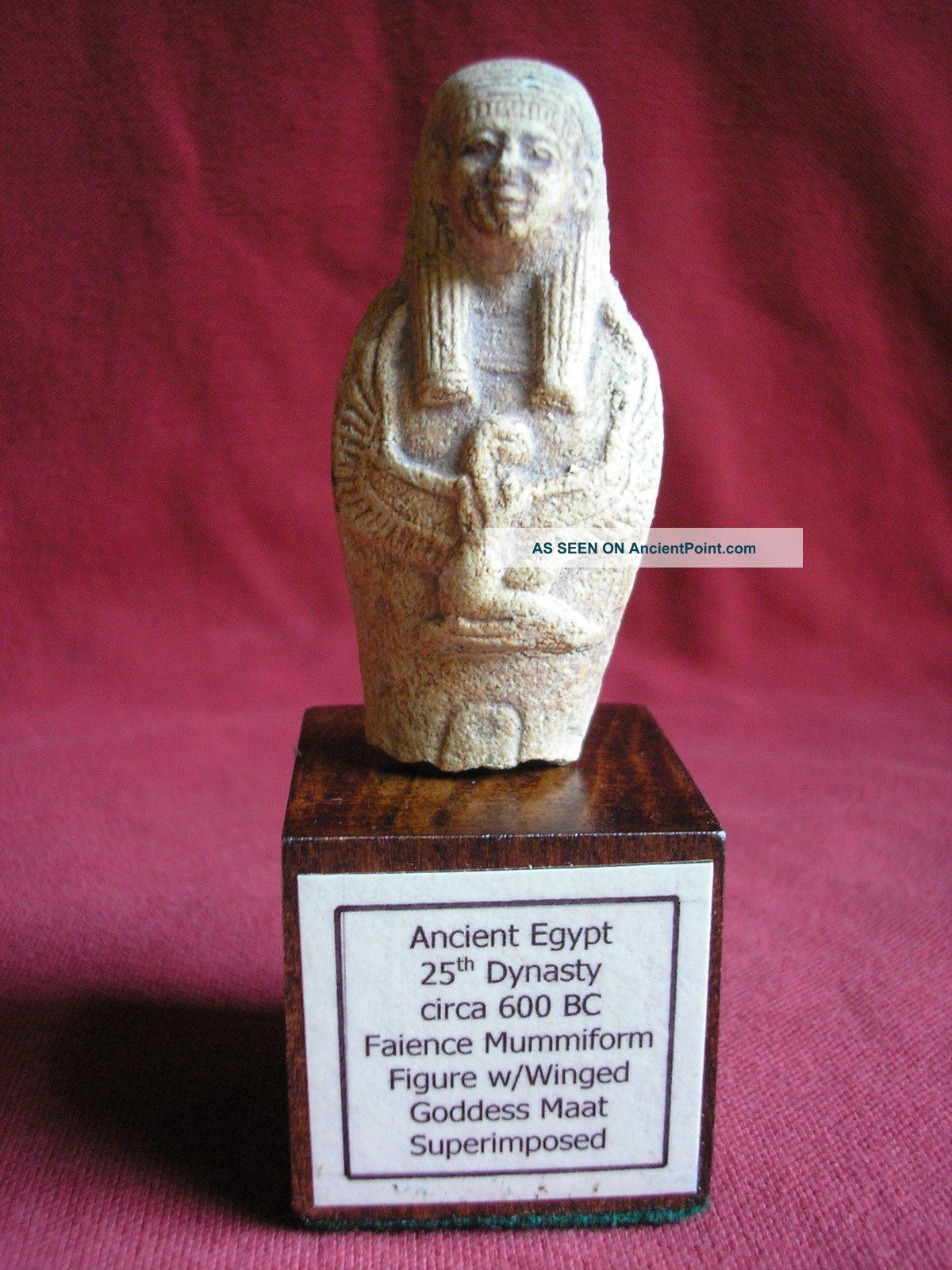 Faience Mummiform Bust W/goddess Maat Superimposed Egyptian photo