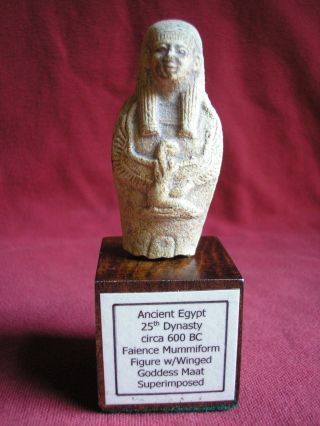 Faience Mummiform Bust W/goddess Maat Superimposed photo