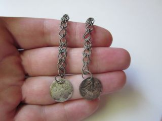 Very Rare Ancient Medieval Or Islamic Silver Earrings photo