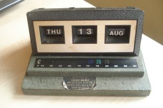 Vintage Desk Top Perpetual Calendar And Thermometor photo