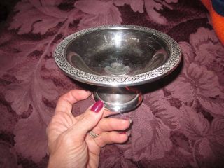 Vintage.  925 Sterling Silver Wallace Hand Textured Spanish Lace Pedestal Bowl photo