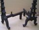 Antique 19th C Wrought Iron Tree Form Fireplace Andirons Fire Dogs Hearth Ware photo 4