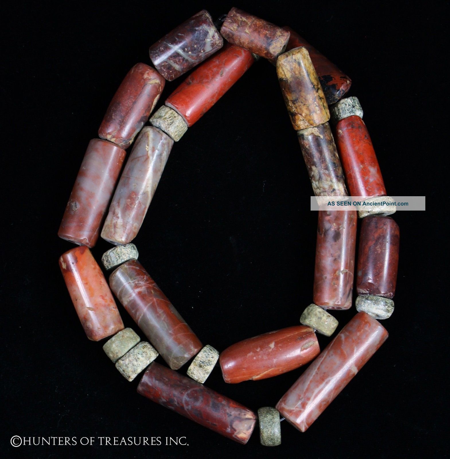 Ancient Pre Columbian Tairona Agate & Jasper Stone Beads Necklace The Americas photo