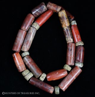 Ancient Pre Columbian Tairona Agate & Jasper Stone Beads Necklace photo