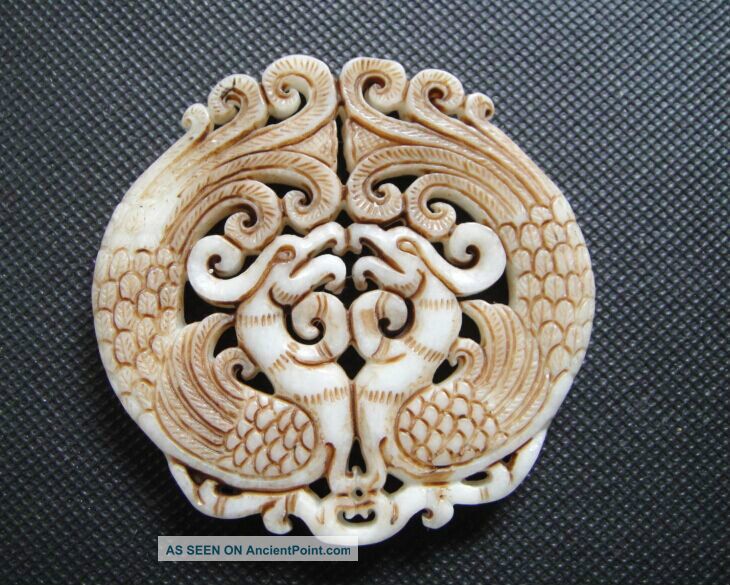 Old China White Jade Hand - Carved Phoenix Pendants T32 Necklaces & Pendants photo