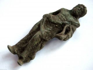 Circa.  50 - 100 A.  D British Found Roman Ae Bronze Statue Of Male Deity - Hercules photo