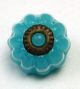 Antique Charmstring Button Turquoise W/ Ome Brass Ring & White Band Accent Sw Bk Buttons photo 1
