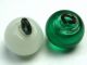 2 Antique Charmstring Buttons Dimi Sz Milk & Green Balls W/ Dots - Swirl Back Buttons photo 1