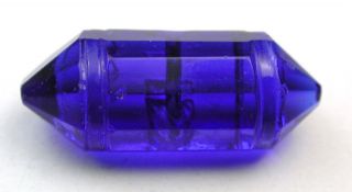 Antique Glass Ball Button Faceted Cobalt Blue Spindle Design photo