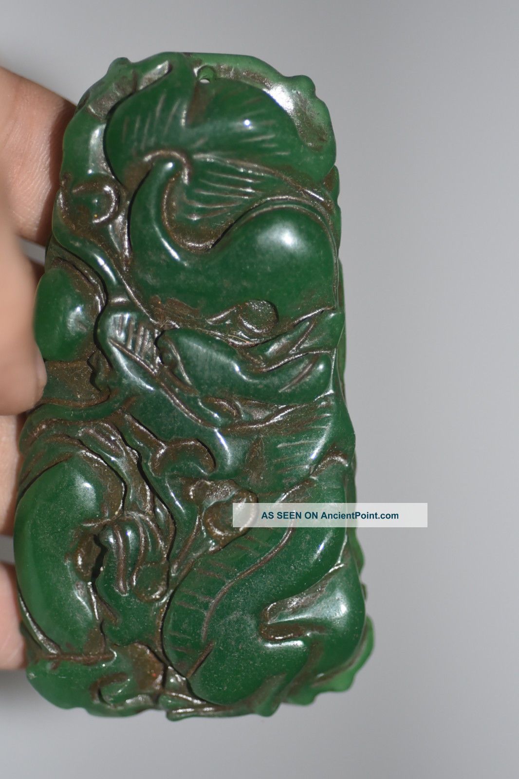 Chinese Ancient Nobility Worn By Amulet Hand Carved Dragon Old Jade Pendant Amulets photo