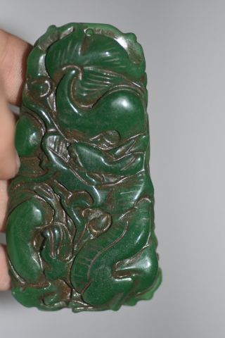 Chinese Ancient Nobility Worn By Amulet Hand Carved Dragon Old Jade Pendant photo