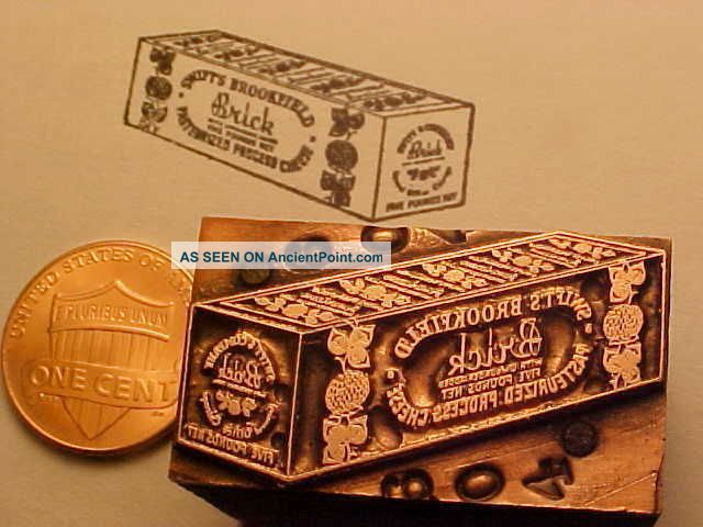 Letterpress Printers Block Swift ' S Brookfield Wooden Cheese Box 5 Lb Brick 1855 Binding, Embossing & Printing photo